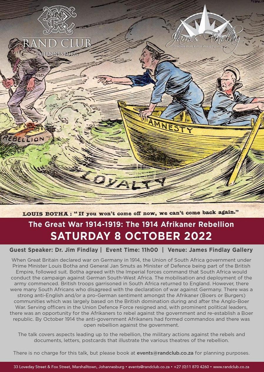 Talk on the 1914 Afrikaner Rebellion 8 October 2022 The Heritage Portal